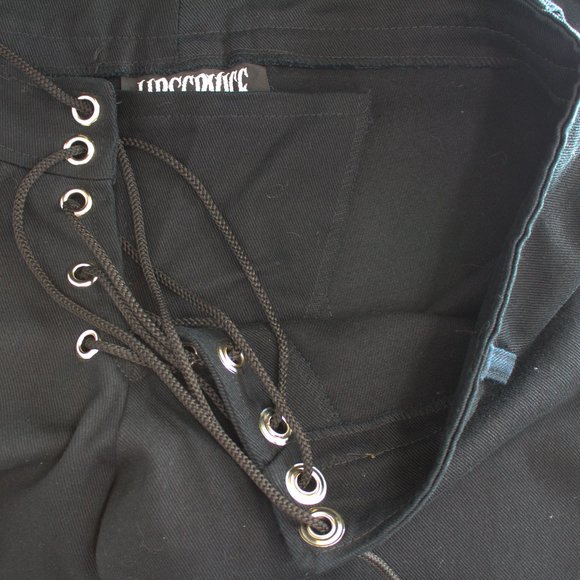 Lip Service Black Lace-Up Corset Pants SZ L Gothic Punk Low Rise Cotton Y2K Alt - Picture 15 of 15